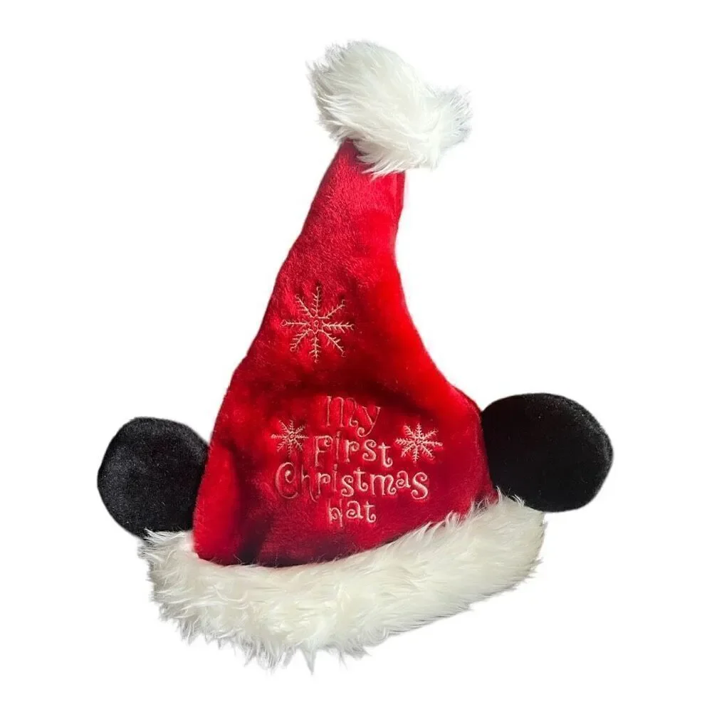 New Rare Disneyland Disney Mickey Mouse Santa First Christmas Adjustable Hat